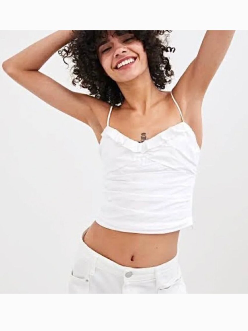 Zara = Cropped Ruffled Corset Top Size S in Light Blue - Picture 11 of 11